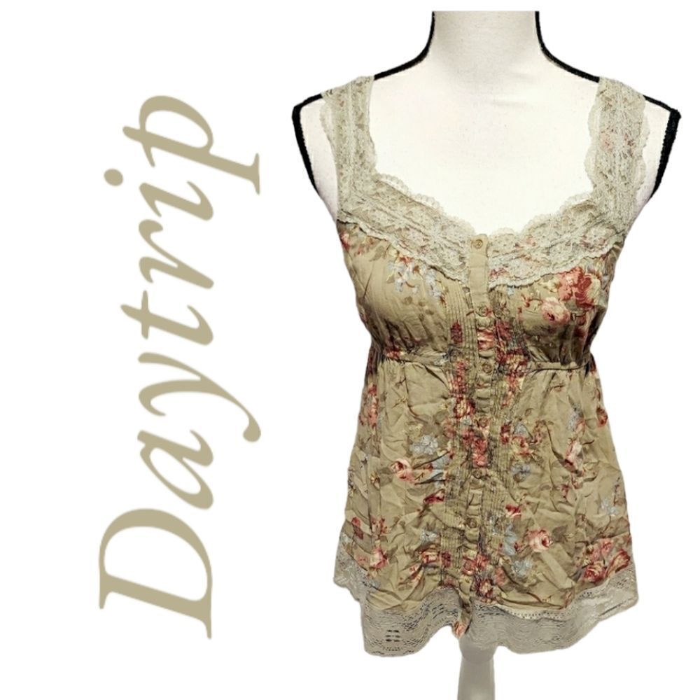 𝅺daytrip tank green floral womens size medium